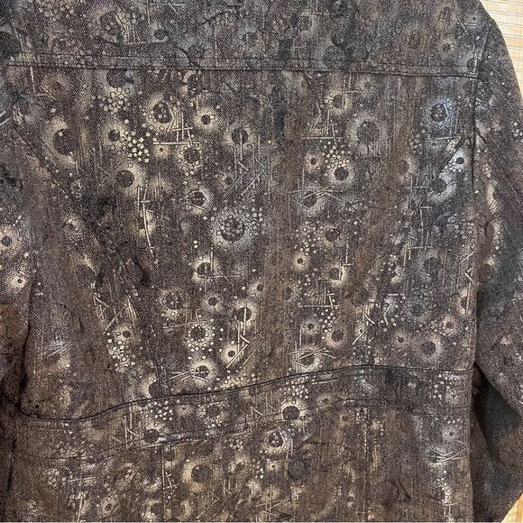 Coldwater Creek Metallic Brown Abstract Print Snap Front Jacket 12P - Picture 6 of 8